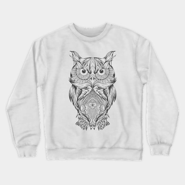 the owl tattoo outline Crewneck Sweatshirt by Pixel Poetry